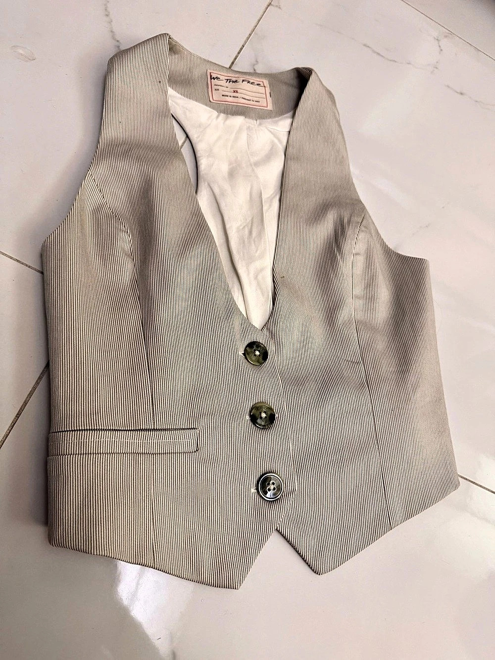 We The Free Pinstripe Menswear Vest Gray & White Size XS